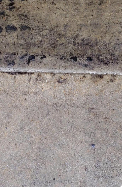 Before and after concrete cleaning detail