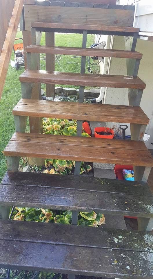 Stairs after pressure washing